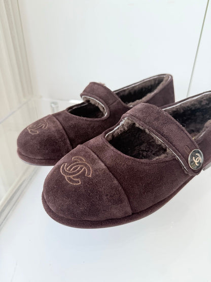 CC 25 Ballet Flats Dark Brown Suede 411486