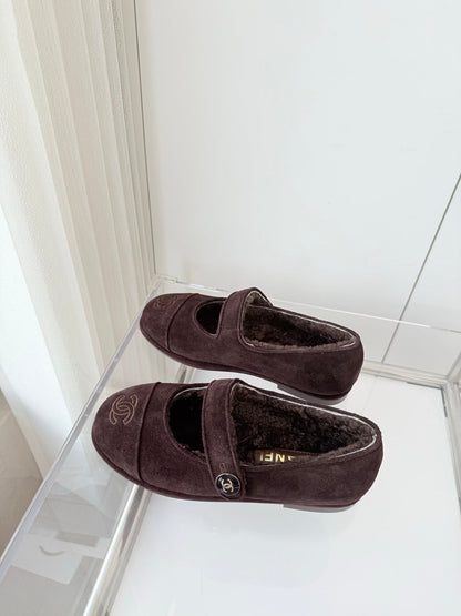 CC 25 Ballet Flats Dark Brown Suede 411486