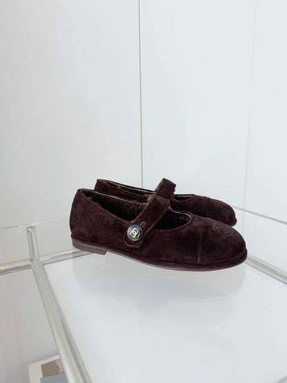 CC 25 Ballet Flats Dark Brown Suede 411486