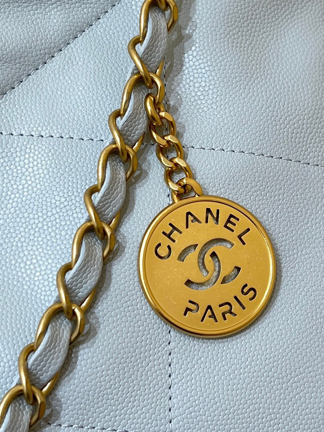 CC 24K Hobo 22 Bag Cloud Blue Grained Calfskin