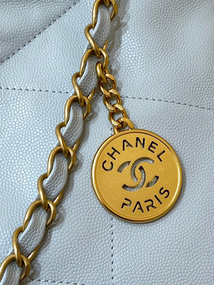 CC 24K Hobo 22 Bag Cloud Blue Grained Calfskin