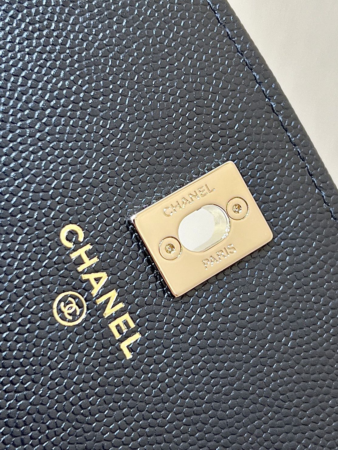 25C Mini Woc 18cm Black Grained Calfskin Gold Hardware