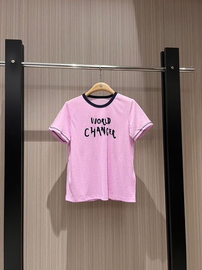 CC  Embroidered Collared T-shirt Cotton