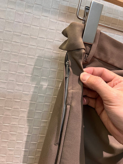 Loewe Pleated Wide Leg Pants Brown Cotton