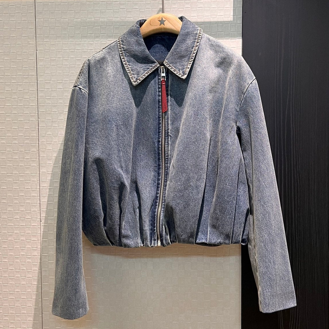 Loewe Draped Denim Jacket Blue Cotton