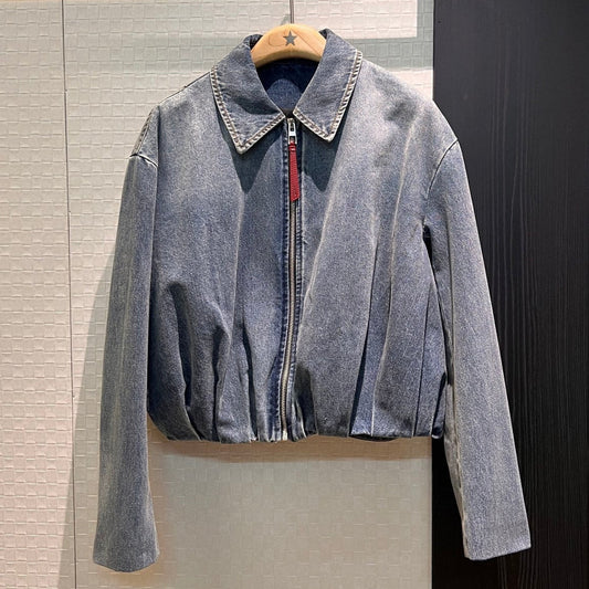 Loewe Draped Denim Jacket Blue Cotton