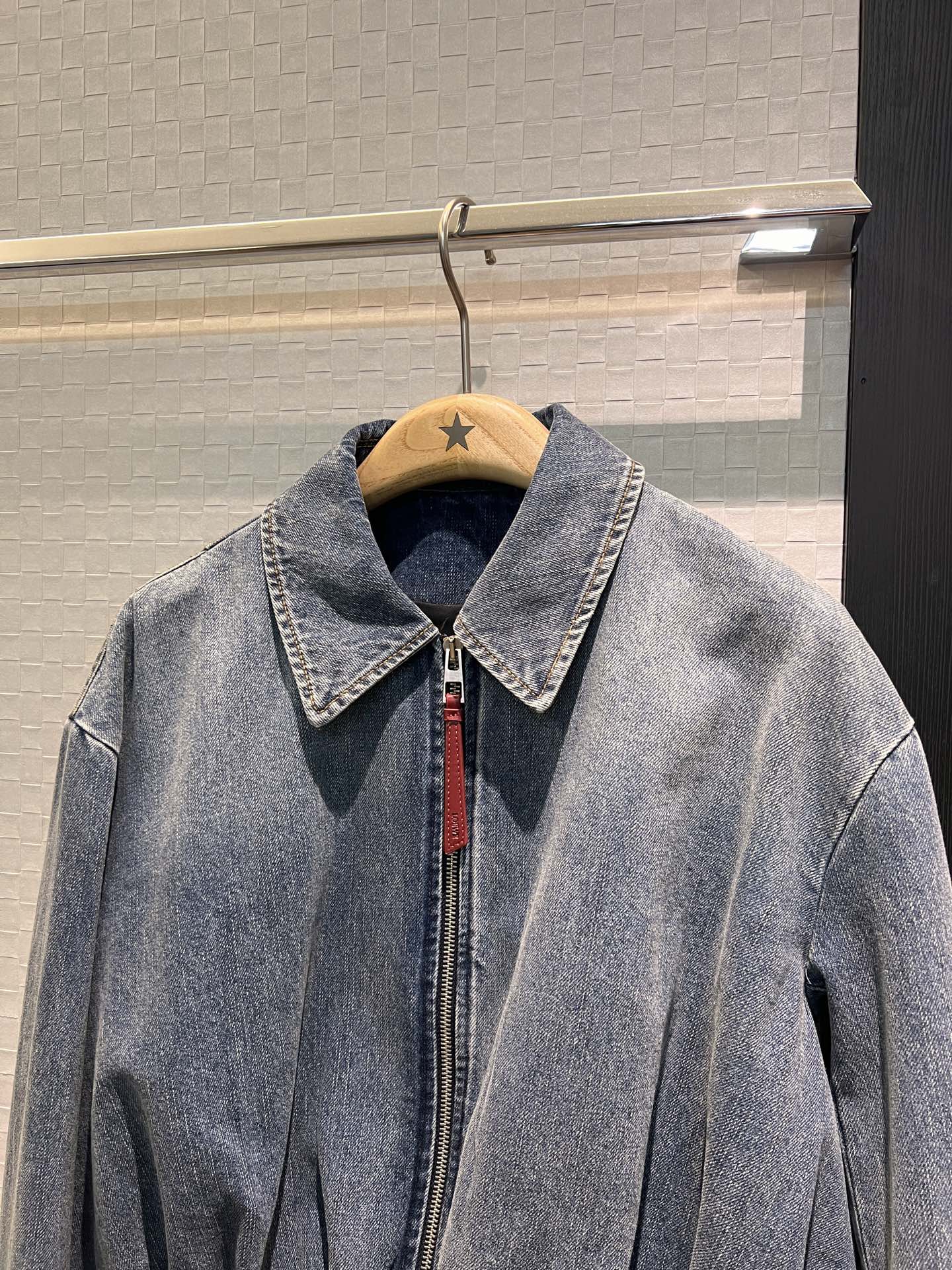 Loewe Draped Denim Jacket Blue Cotton