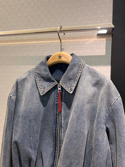 Loewe Draped Denim Jacket Blue Cotton