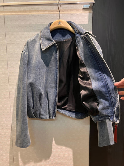 Loewe Draped Denim Jacket Blue Cotton