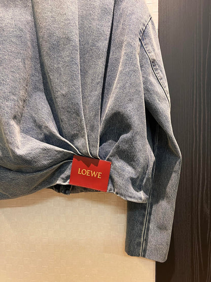 Loewe Draped Denim Jacket Blue Cotton