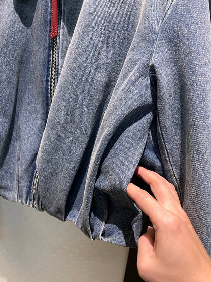 Loewe Draped Denim Jacket Blue Cotton