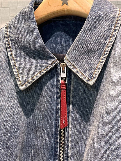 Loewe Draped Denim Jacket Blue Cotton