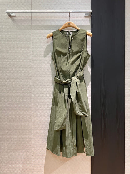 Loewe  Lace-up Vest Dress Green Cotton
