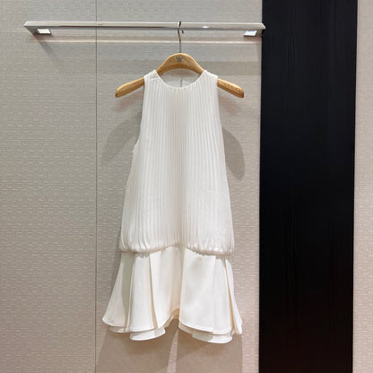 Loewe Sleeveless Vest Dress White Polyester