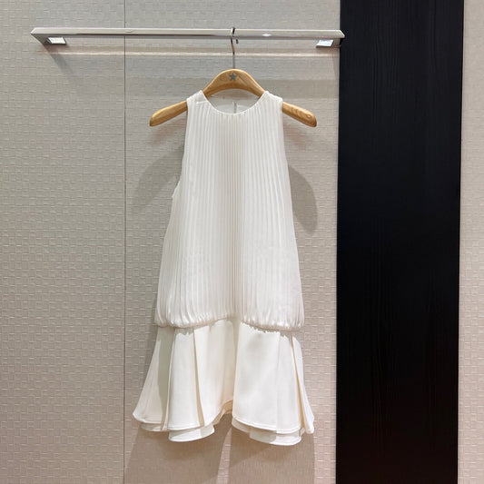 Loewe Sleeveless Vest Dress White Polyester