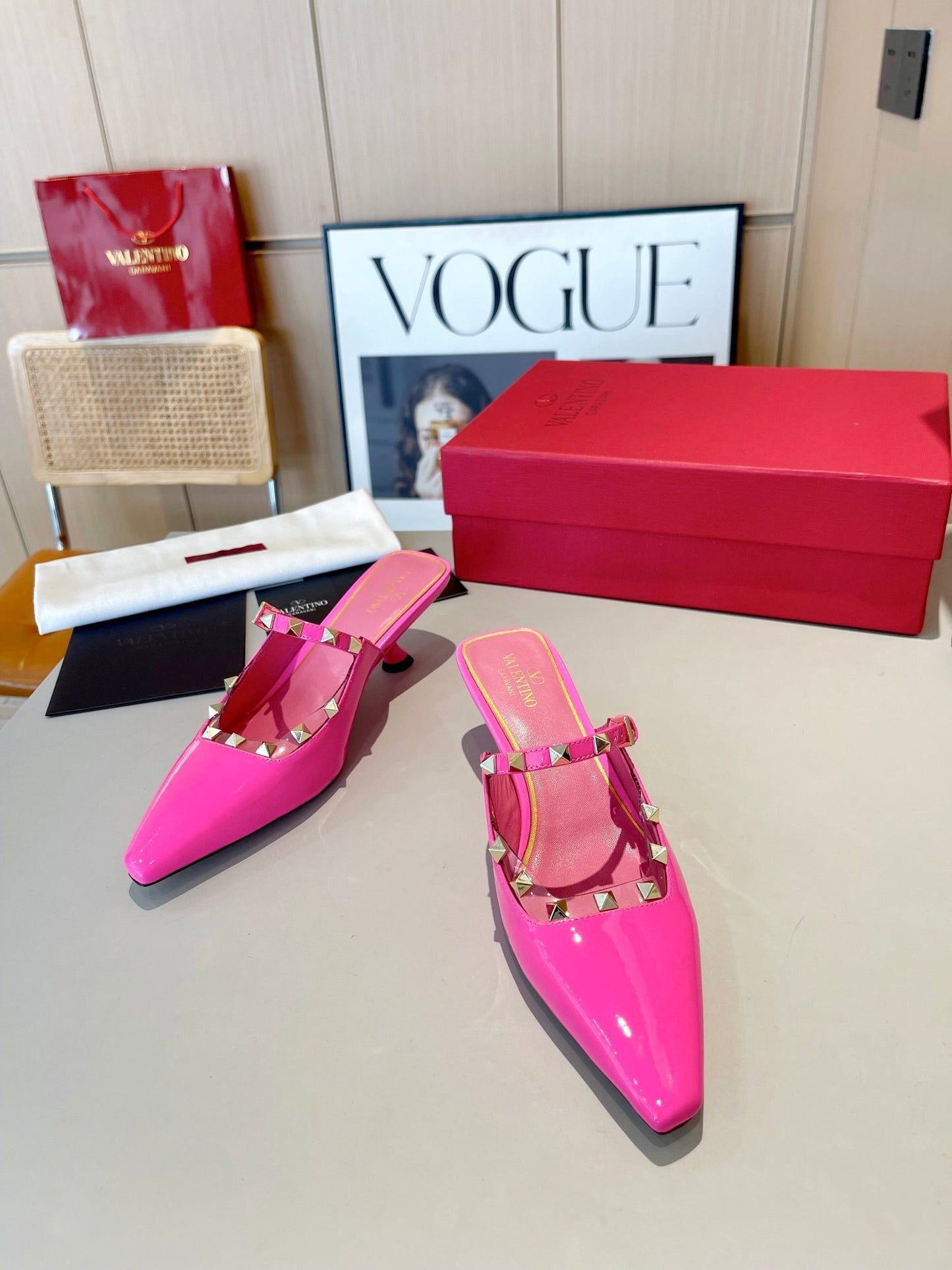 Valentino 25 Pump Mules Heels Patent Leather 239599