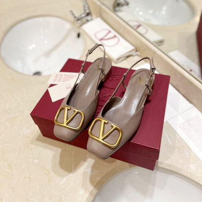 VLOGO ROSE CANNELLE LEATHER SLINGBACK FLATS