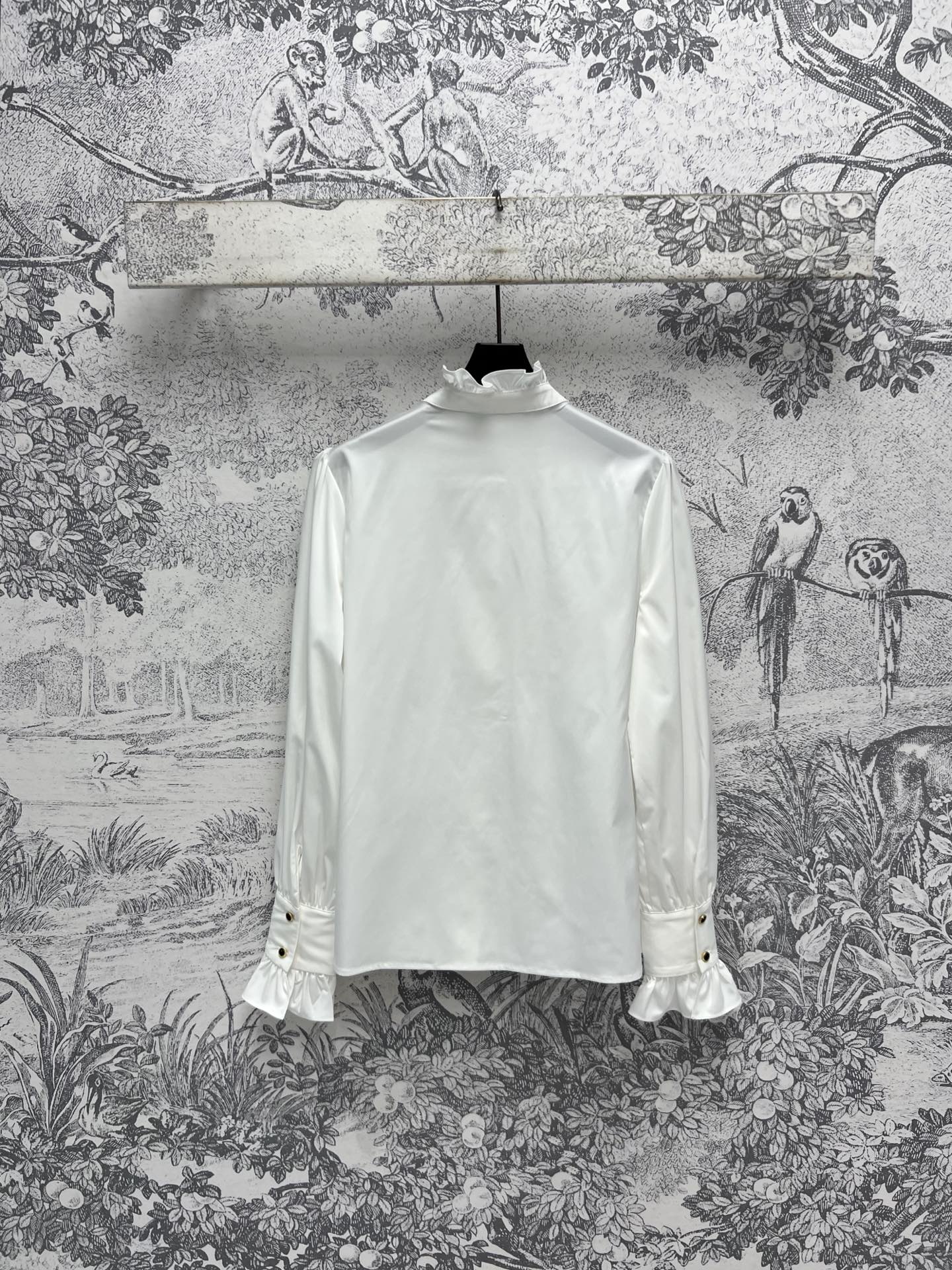 CC 25 Lace Pleated Shirt White Cotton
