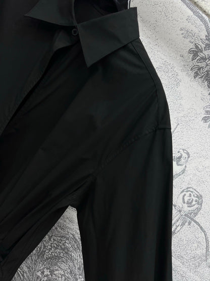 Loewe 25 Wrinkled Lace-up Shirt Black Cotton