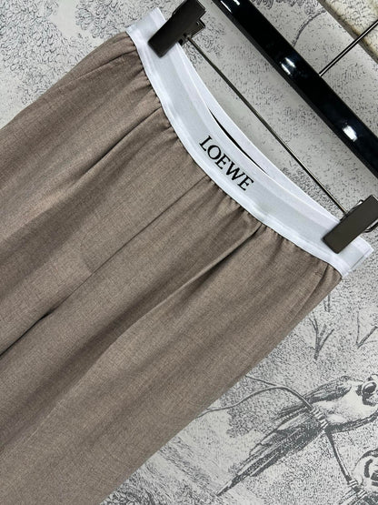Loewe 25 Logo Ribbon Pants Ligth Brown Polyester Fiber