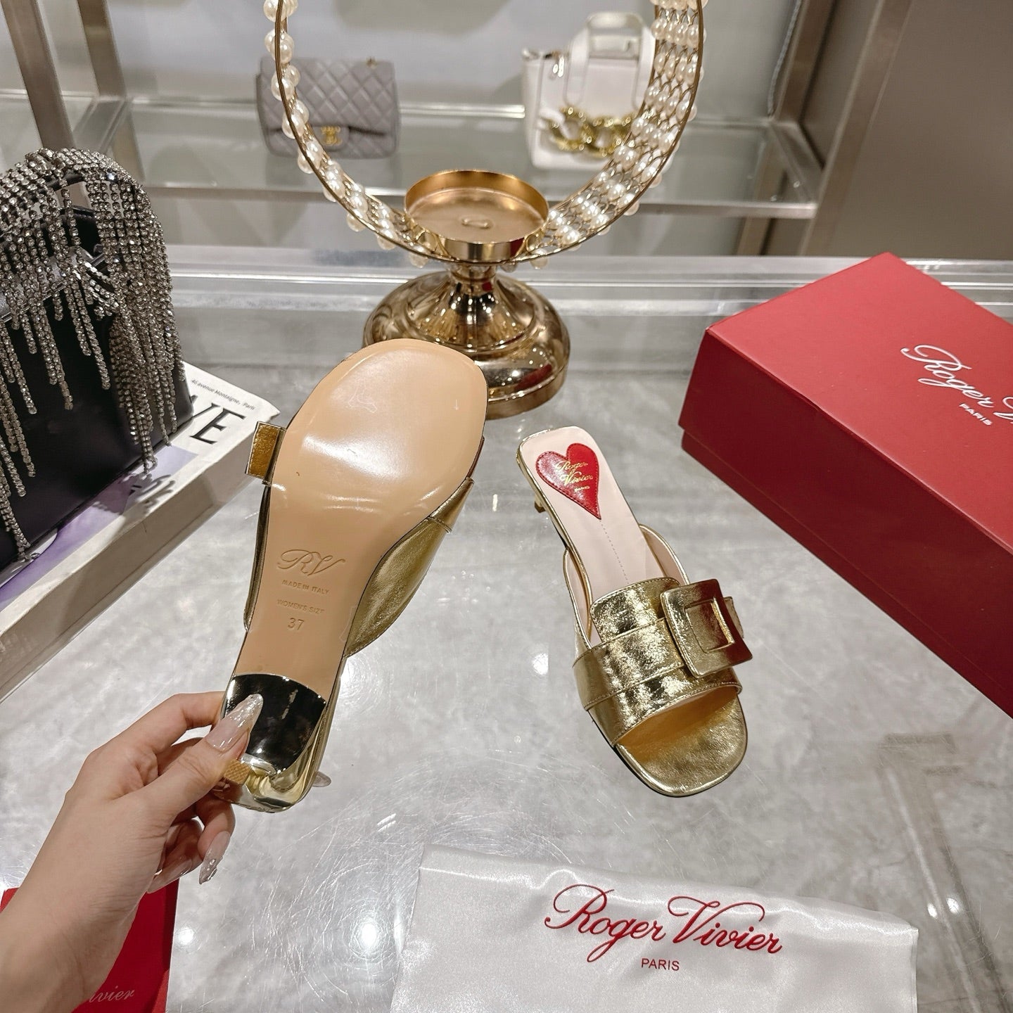 Belle Viv Mules Gold Lambskin 334646