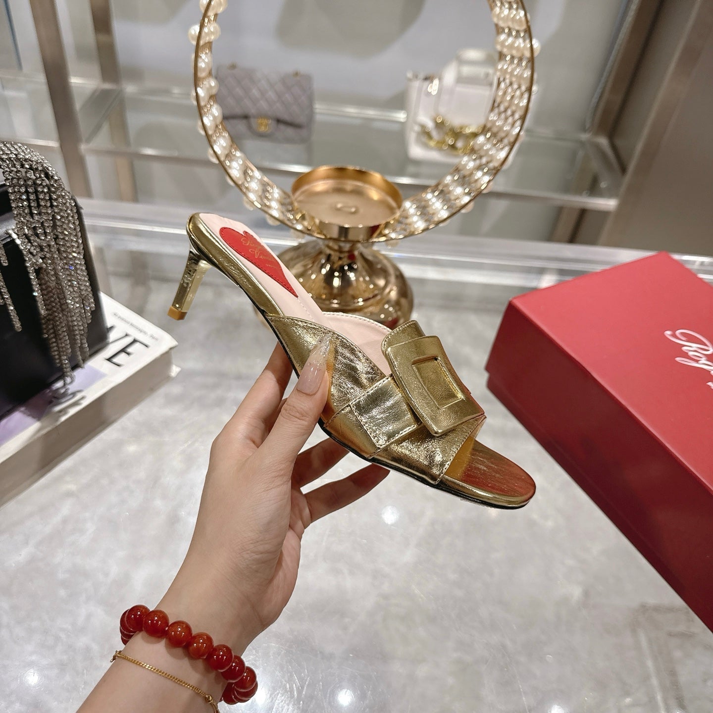 Belle Viv Mules Gold Lambskin 334646