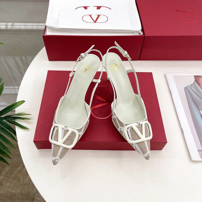Vlogo Signature Slingback Pump White Toile Iconographe Raffia