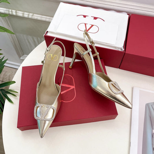 vlogo slingback pump 80 gold metalic calfskin