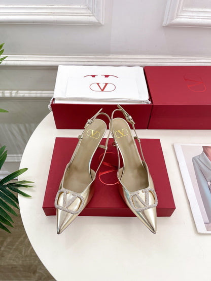 vlogo slingback pump 80 gold metalic calfskin