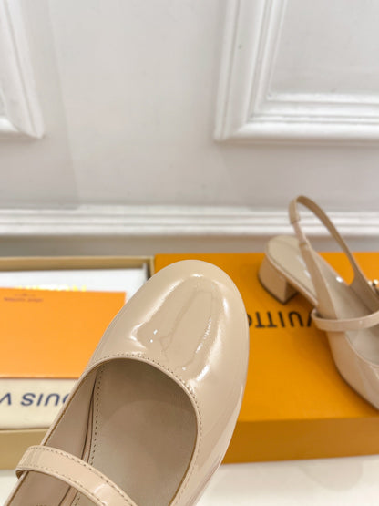 LV Romy Slingback Pump 35mm Glossy Beige Lambskin
