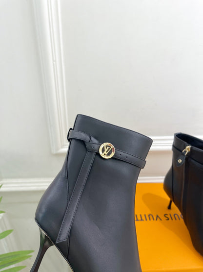 LV Stellar Ankle Boot 70mm Plain Black Calfskin