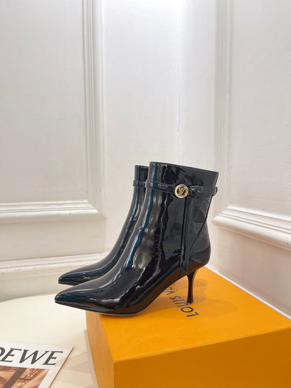 LV Stellar Ankle Boot 70mm Glossy Black Calfskin