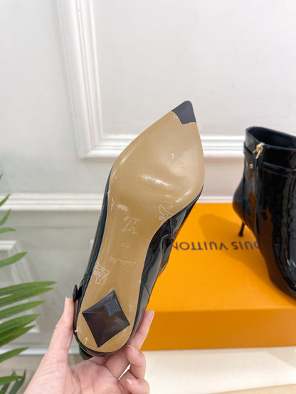 LV Stellar Ankle Boot 70mm Glossy Black Calfskin