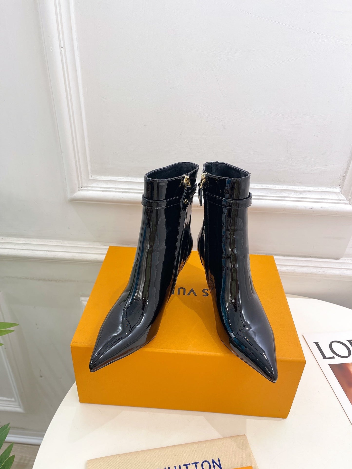 LV Stellar Ankle Boot 70mm Glossy Black Calfskin