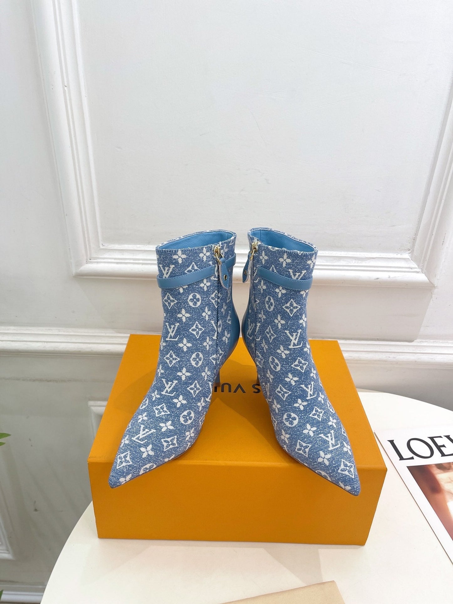LV Stellar Ankle Boot 70mm Light Blue Monogram Jacquard Fabric