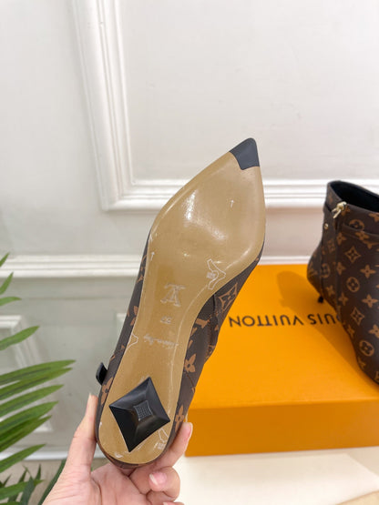 LV Stellar Ankle Boot 40mm Dark Brown Monogram Calfskin