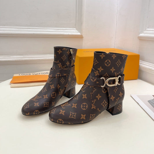 LV Ankle Boots 35mm Dark Brown Monogram Cowhide