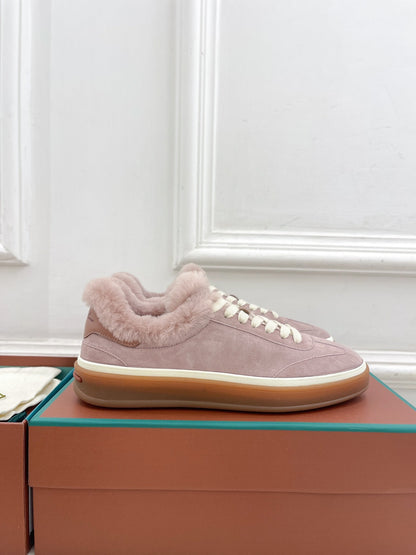LP Tennis Walk Sneaker In Taro Purple Suede Lined With Wool Fleece 988270