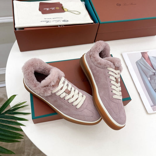 LP Tennis Walk Sneaker In Taro Purple Suede Lined With Wool Fleece 988270