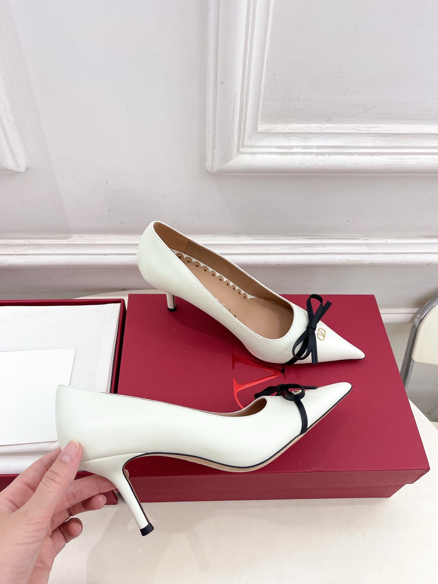 VT 25 Bepointy Pump 8cm White Lambskin 325521