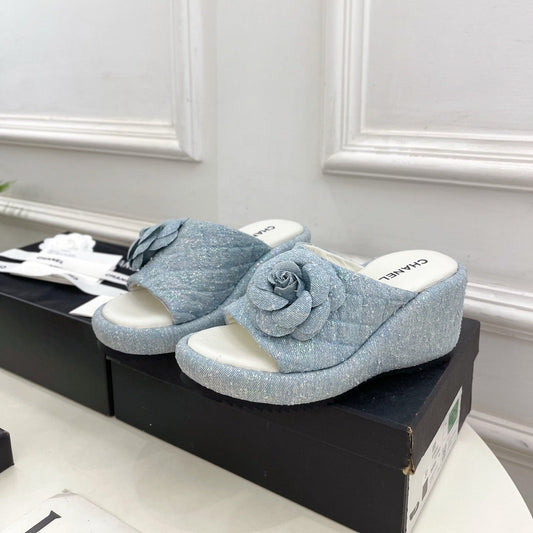 CC 25 Platform Slippers Blue Sheepskin 331006
