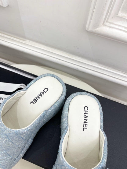 CC 25 Platform Slippers Blue Sheepskin 331006