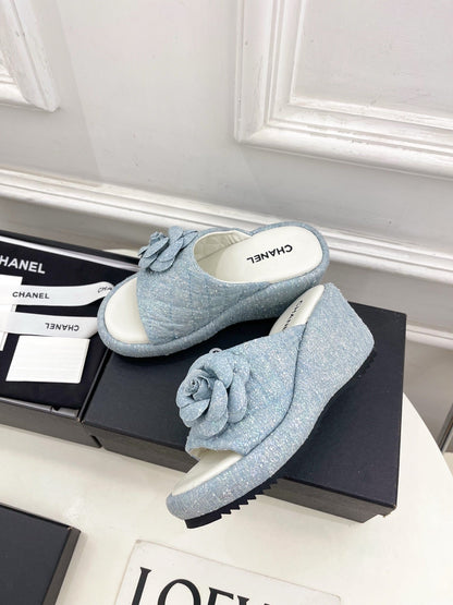 CC 25 Platform Slippers Blue Sheepskin 331006