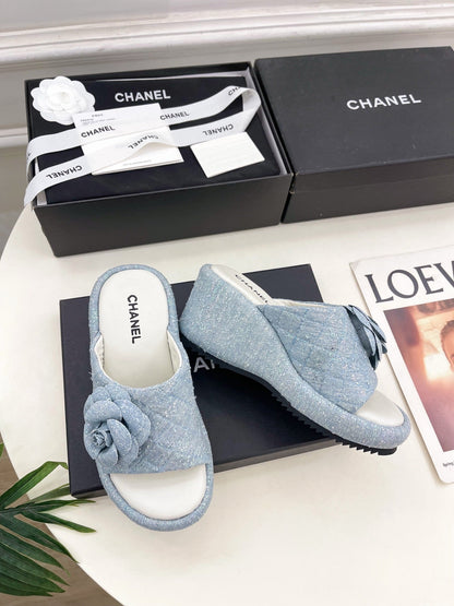 CC 25 Platform Slippers Blue Sheepskin 331006