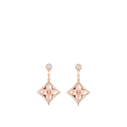 DOUBLE STAR PINK GOLD MOP DROP EARRINGS