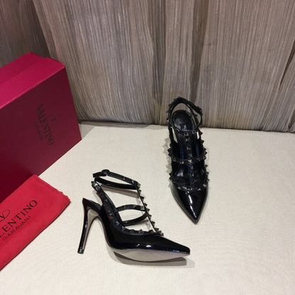 Valentino Rockstud Caged Pumps 100mm Black Patent Leather 239640