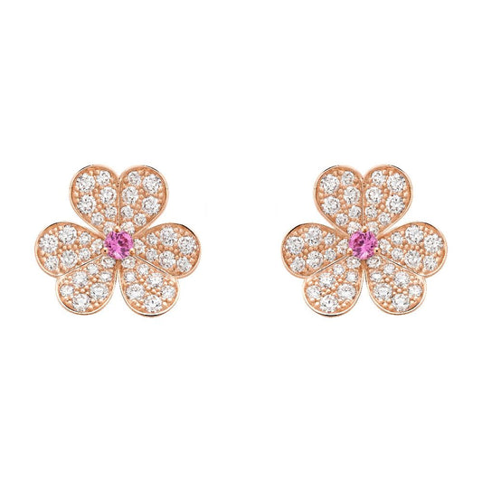 FRIVOLE PINK GOLD FLOWER DIAMOND EARRINGS