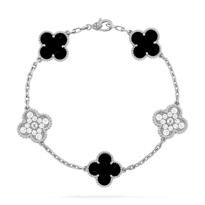 CLOVER BRACELET 5 MOTIF ONYXS DIAMOND