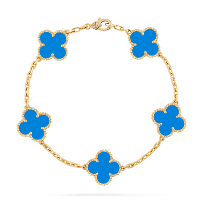 CLOVER AGATE GOLD BRACELET 5 MOTIFS
