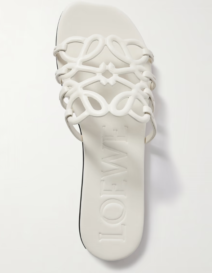 Loew Petal Anagram Leather Slides White
